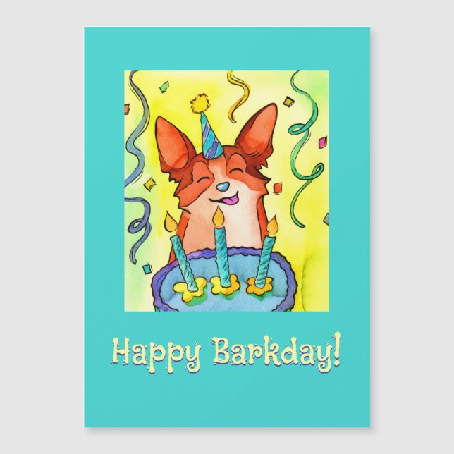 Happy Barkday! Corgi Birthday Card (Front)