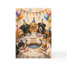 Happy Barkday Dog Birthday Card | Party Dogs