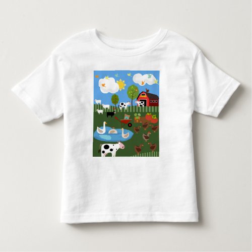 Happy Barnyard Animals Scene Toddler T_shirt