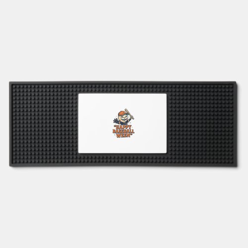Happy Baseball Ween Vintage Halloween Baseball Des Bar Mat