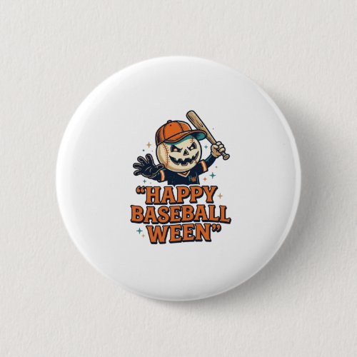 Happy Baseball Ween Vintage Halloween Baseball Des Button