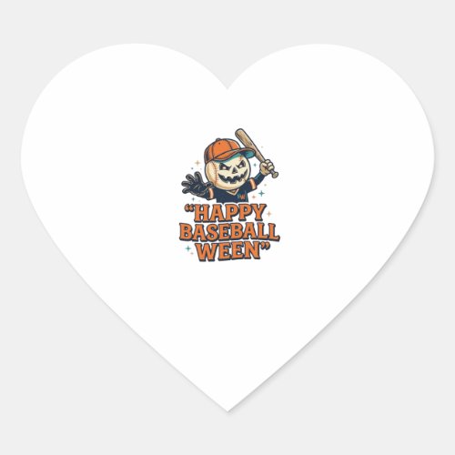 Happy Baseball Ween Vintage Halloween Baseball Des Heart Sticker