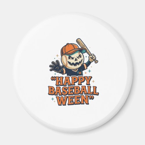 Happy Baseball Ween Vintage Halloween Baseball Des Magnet