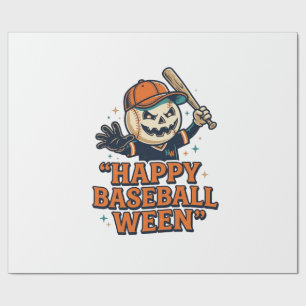 Happy Baseball Ween Vintage Halloween Baseball Des Wrapping Paper