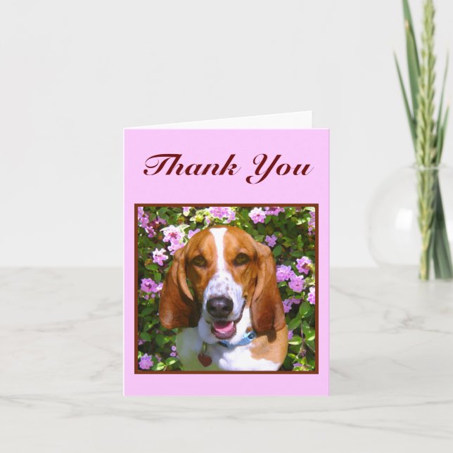 Happy Basset Hound Thank You Card (Front)