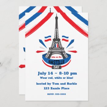 Happy Bastille Day Eiffel Tower Invitation by HolidayBug at Zazzle