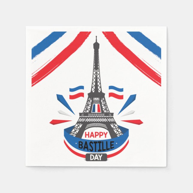 Happy Bastille Day Eiffel Tower Napkins (Front)