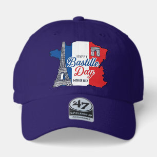 Happy Bastille Day France Map Eiffel Tower Vector_ 47 Brand Hat