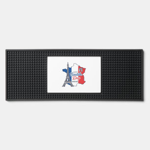 Happy Bastille Day France Map Eiffel Tower Vector_ Bar Mat