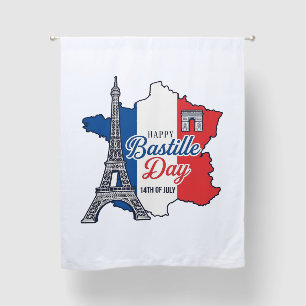 Happy Bastille Day France Map Eiffel Tower Vector_ Blackout Curtains