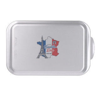Happy Bastille Day France Map Eiffel Tower Vector_ Cake Pan