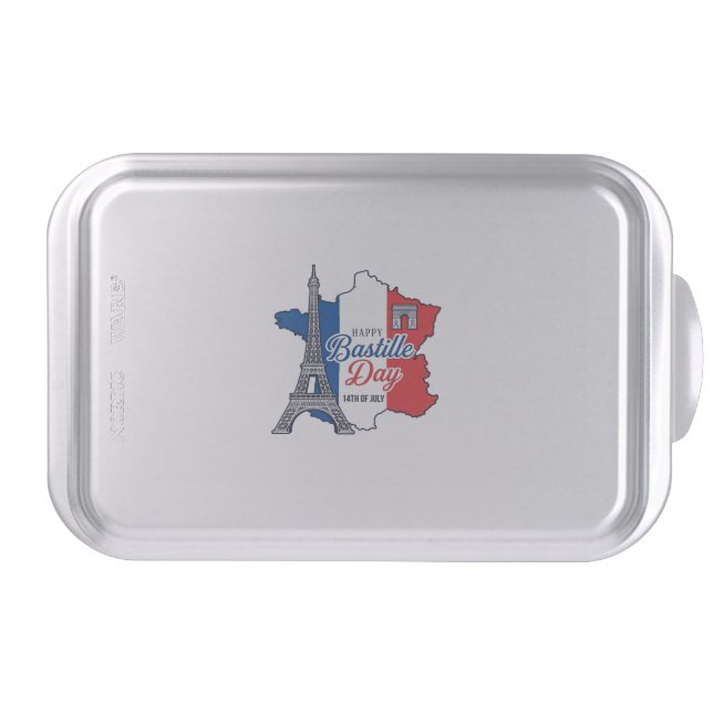 Happy Bastille Day France Map Eiffel Tower Vector_ Cake Pan (Front)