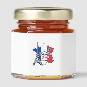 Happy Bastille Day France Map Eiffel Tower Vector_ Honey Jar Favors