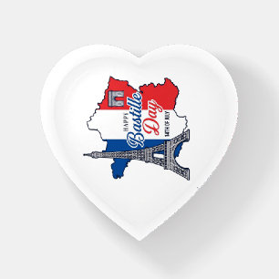 Happy Bastille Day France Map Eiffel Tower Vector_ Paperweight