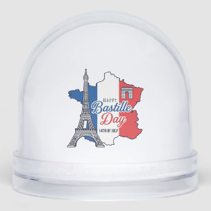Happy Bastille Day France Map Eiffel Tower Vector_ Snow Globe