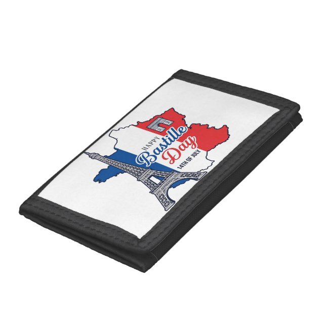Happy Bastille Day France Map Eiffel Tower Vector_ Trifold Wallet (Bottom)