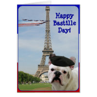Happy Bastille Day French Bulldog greeting card