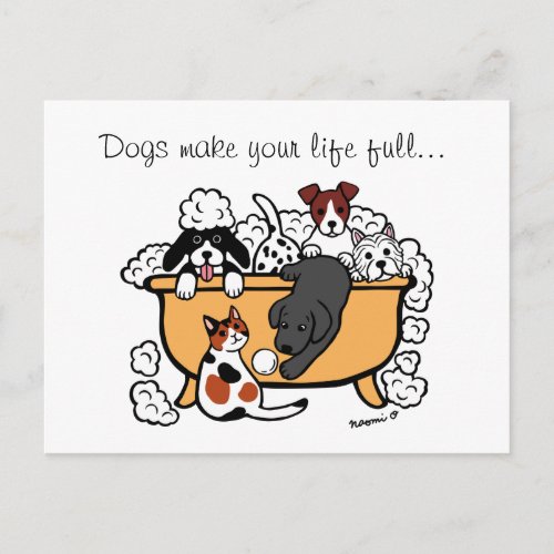 Happy Bath Time Black Labrador Cartoon Postcard