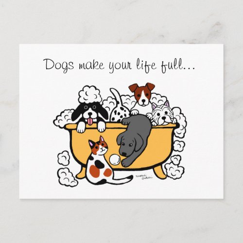 Happy Bath Time Black Labrador Cartoon Postcard