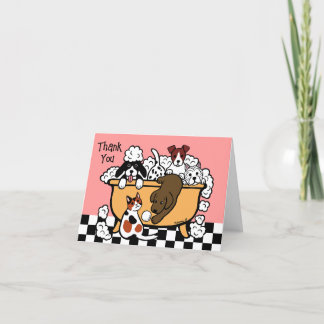 Happy Bath Time Chocolate Labrador and Dog Friends Thank You Card