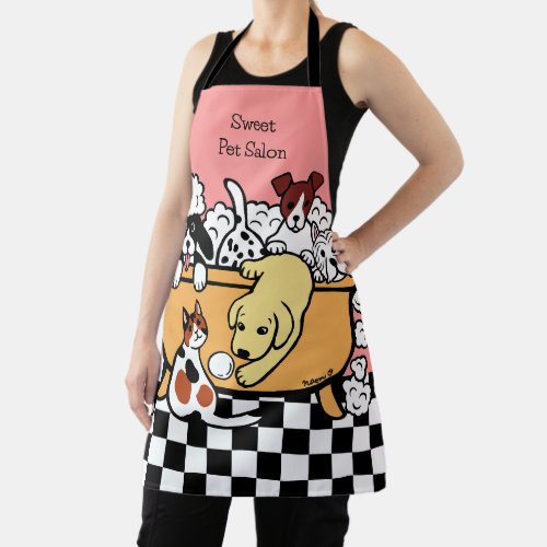 Happy Bath Time Yellow Labrador and Dog Friends Apron