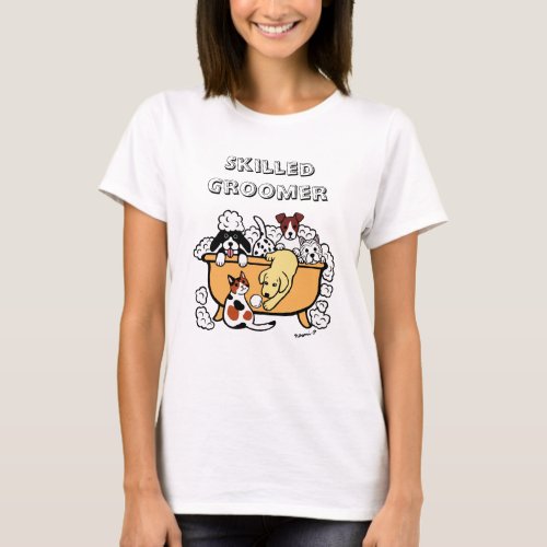 Happy Bath Time Yellow Labrador Skilled Groomer T_Shirt