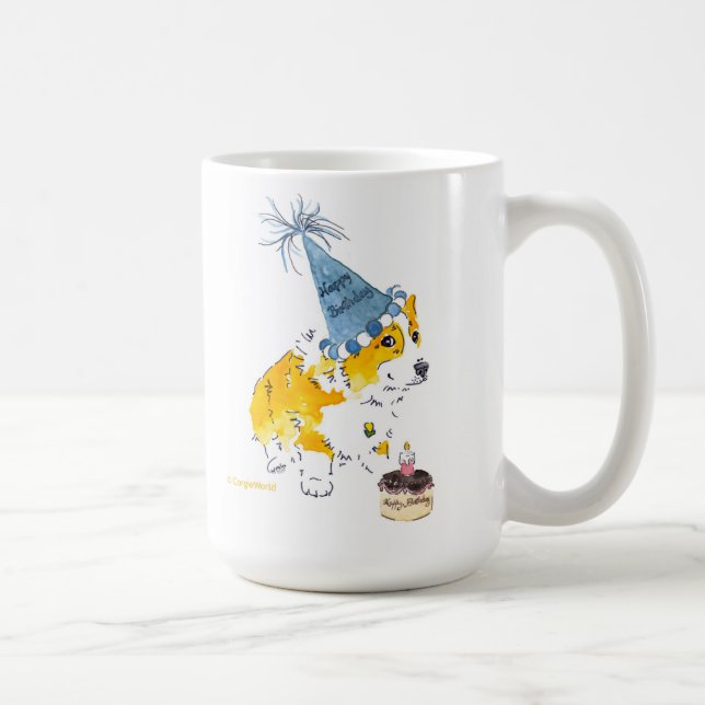 Happy B'Day Corgi Mug (Right)