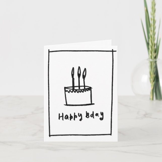 Happy Bday - Minimal - Folded Greeting Card (Front)