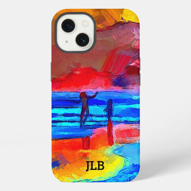Happy Beach Dancer Primary Colors Iphone Case (Back)