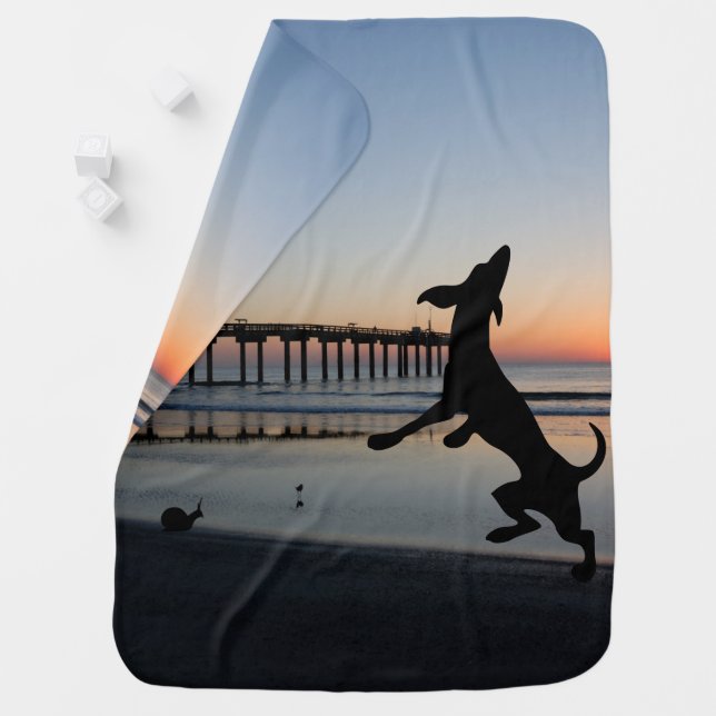 Happy Beach Dogs Toddler Baby Blanket (In Situ)