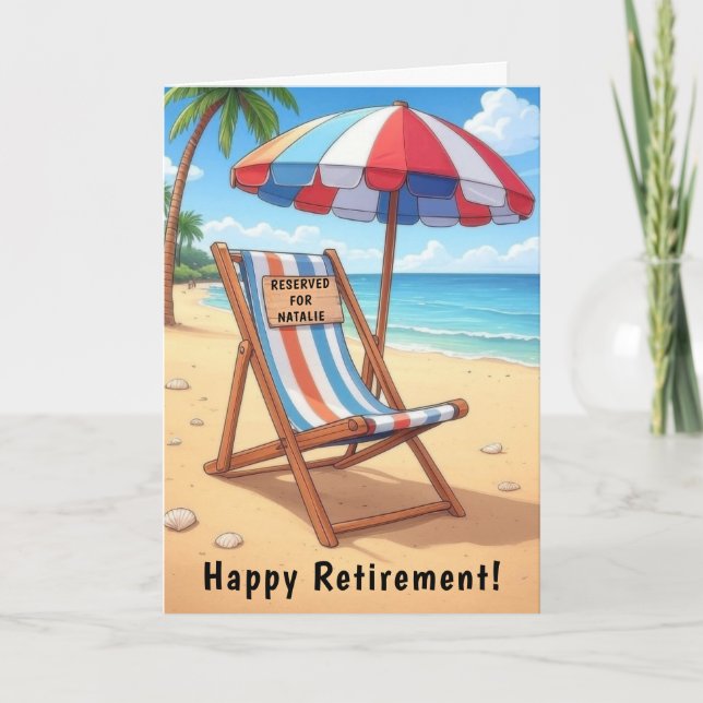 Happy Beach Retirement Personalized Card (Front)