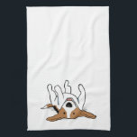 Happy Beagle Cartoon Dog Cute Pets Animal Lover's Kitchen Towel<br><div class="desc">Funny Beagle cartoon dog laying on back with legs in the air. This cute decorative kitchen towel makes a thoughtful housewarming gift or holiday stocking stuffer for a dog mom, dog dad, or anyone who loves Beagles! Visit Jenn’s Doodle World for even more original dog breed themed home decor and...</div>
