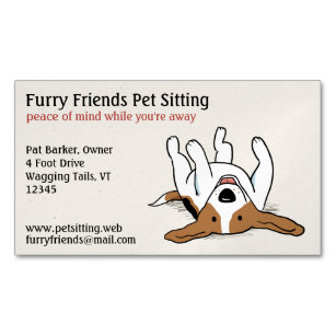 Happy Beagle   Cute Cartoon Dog   Pet Care Magnetic Business Card