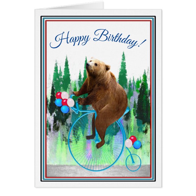 Happy Bear Birthday Greeting Card (Front)