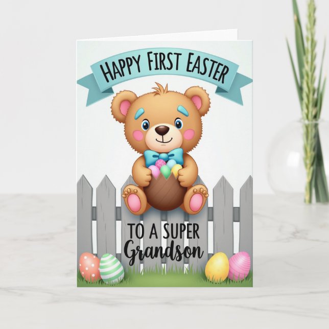 Happy Bear Holiday Egg Card (Front)