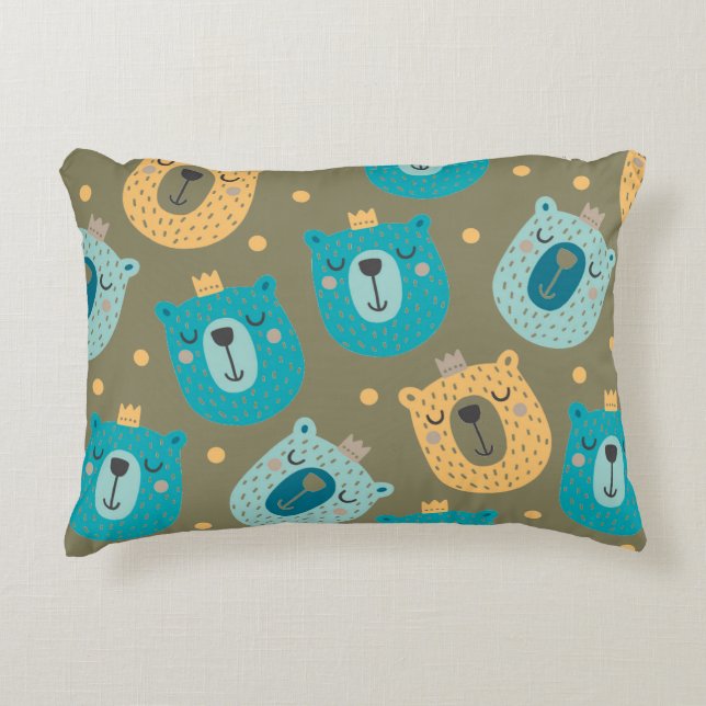 Happy Bear Kings Accent Pillow (Front)