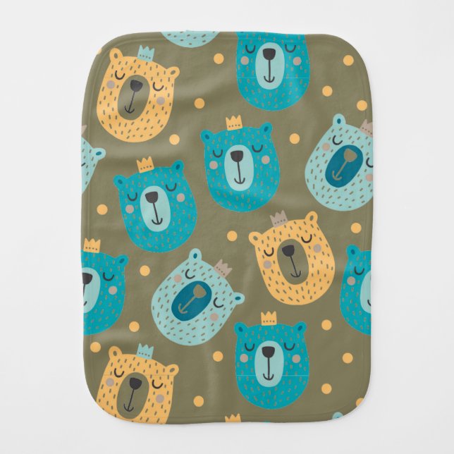 Happy Bear Kings Burp Cloth (Front)