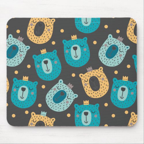 Happy Bear Kings Pattern Scandinavian Style Mouse Pad