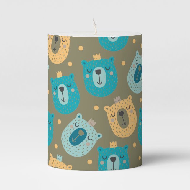 Happy Bear Kings Pillar Candle (Front)