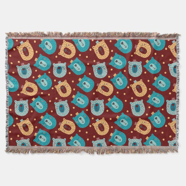 Happy Bear Kings Throw Blanket (Front)