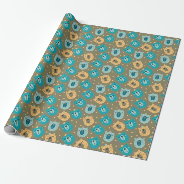 Happy Bear Kings Wrapping Paper (Unrolled)