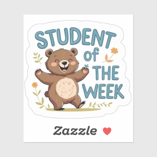 Happy Bear "Student of the Week" Reward Sticker  (Sheet)