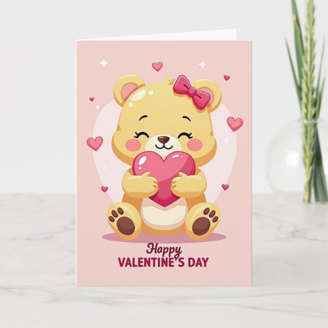 Happy Bear Valentines Day Card (Front)