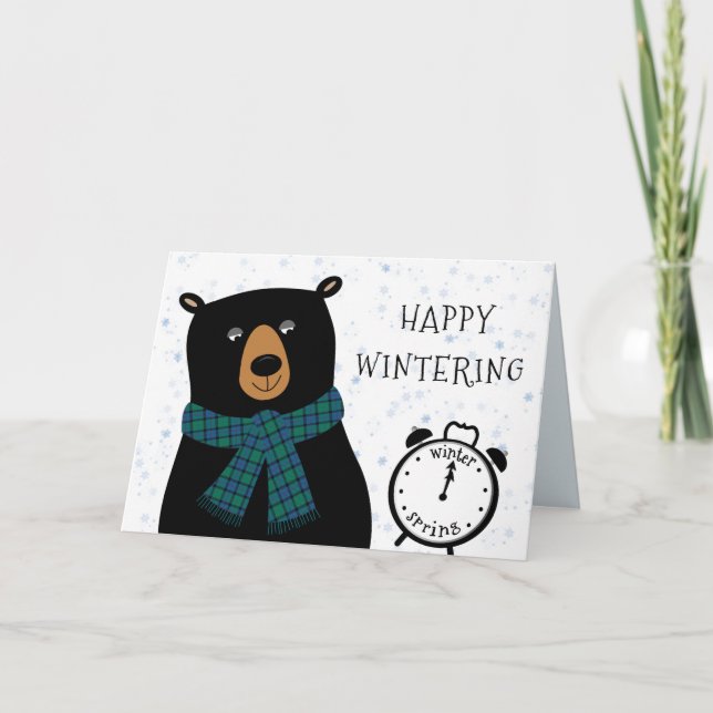 Happy Bear Winter Christmas Holiday Greeting Card (Front)