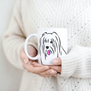 Happy Beardie Or Shaggy Dog Custom Name Coffee Mug by DoodleDeDoo at Zazzle