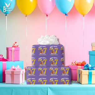 HAPPY BEARTHDAY 7th Birthday Teddy Bear  Wrapping Paper