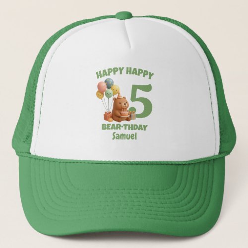 Happy BEARthday Custom Capybara 5th Birthday Trucker Hat