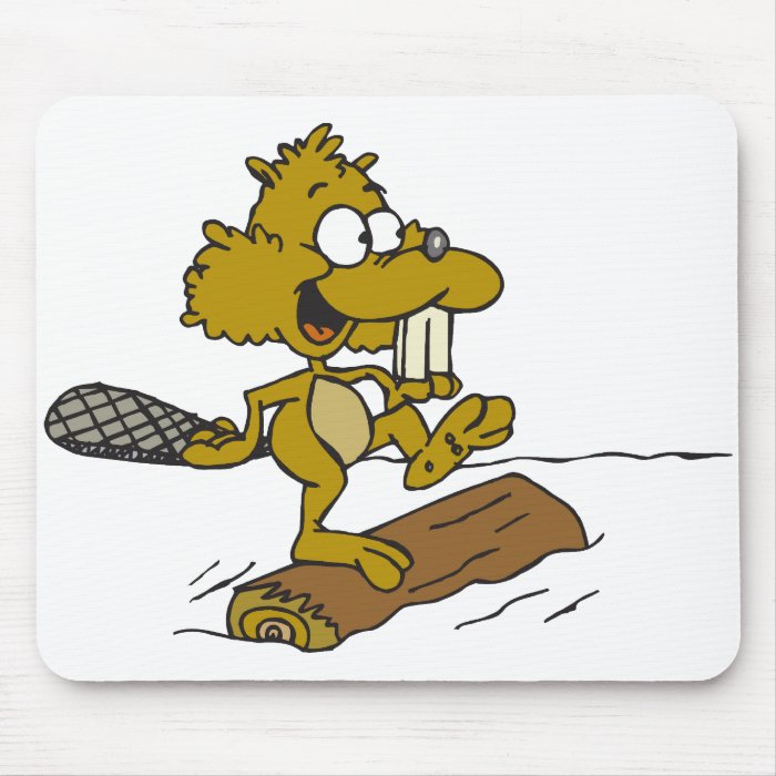 Happy beaver cartoon mousepads