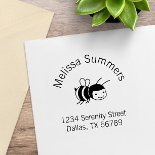 Happy Bee Address Rubber Stamp