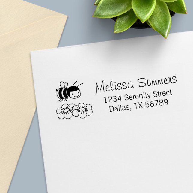 Happy Bee Address Self-inking Stamp (Creator Uploaded)